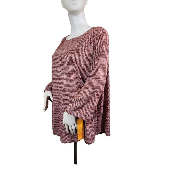 Ruby Rd Women's Plus Size 3X Top Blouse Crewneck 3/4 sleeve Brown Striped -25 - Picture 4 of 9